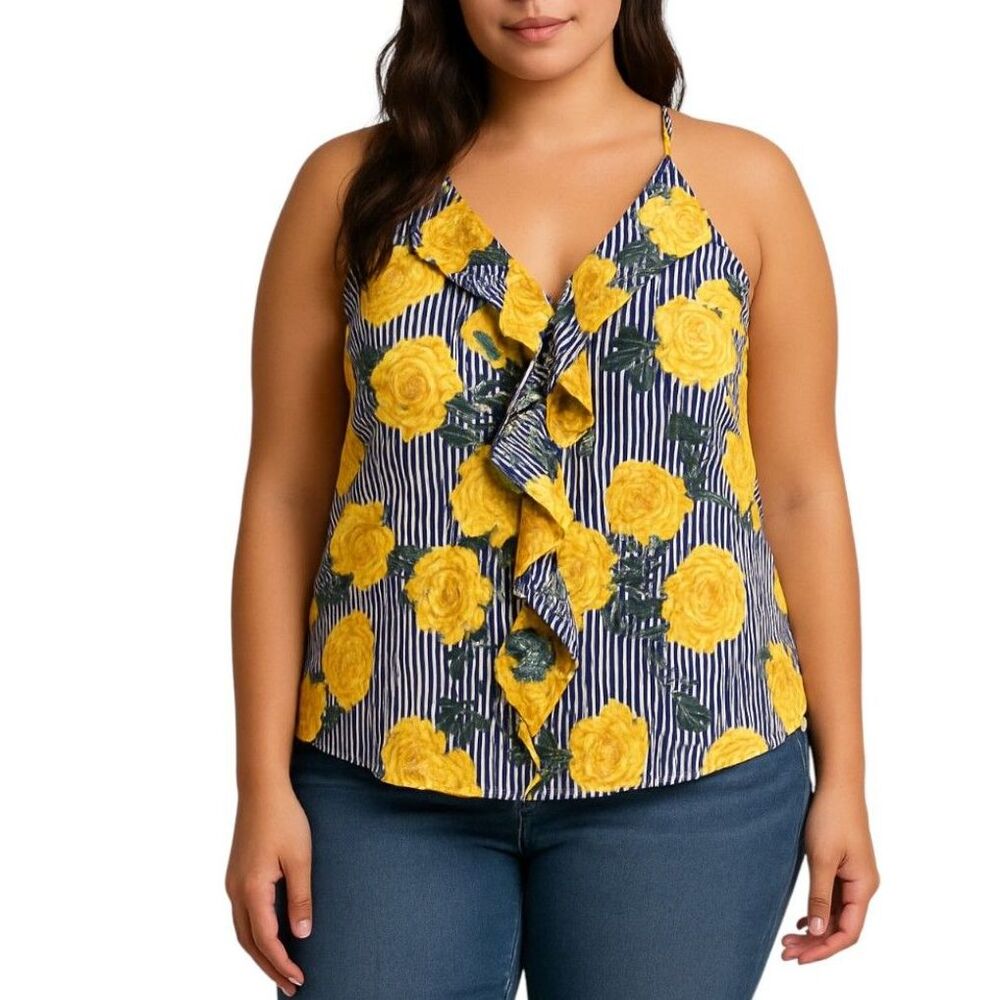 Time To Bloom Women’s Floral Striped Halter Top | Size M